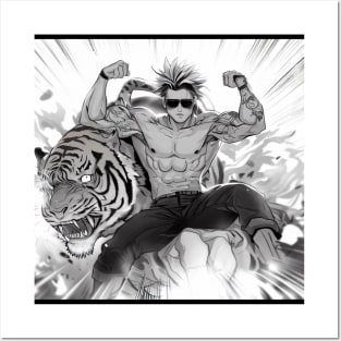 Anime Warrior and Tiger Posters and Art